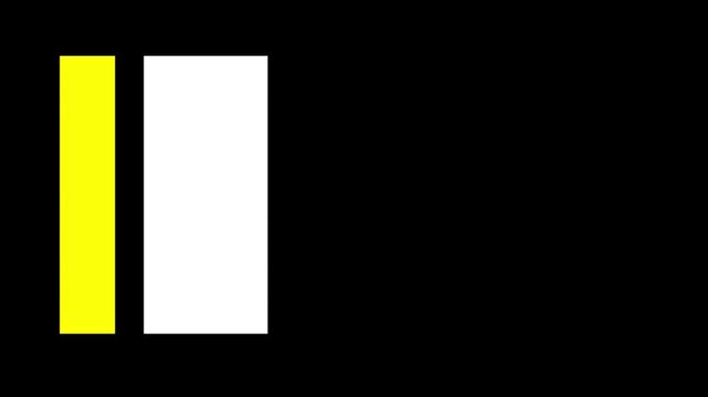 A simple, flat title card reveal. A yellow bar and white box animate in. A minimal, clean, and modern template for text or logos. Looping, on a black background.