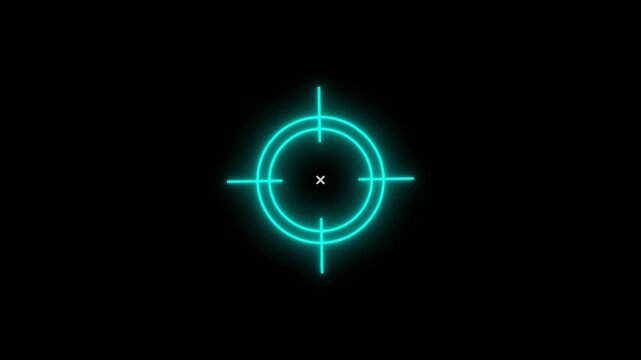 Cyan Neon Crosshair Reticle Targeting System H U D Element Animated Graphic