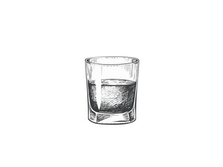 Whiskey Glass Vector Illustration – Hand Drawn Bourbon or Scotch Drink Sketch