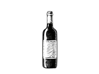 Wine Bottle Vector Illustration – Hand Drawn Red Wine Glass Bottle Drawing