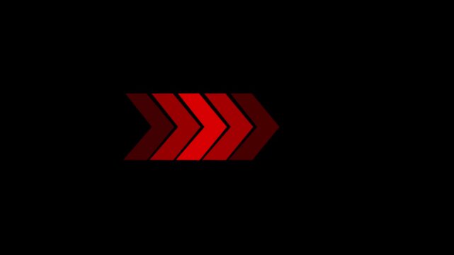 Dark background with two red chevrons pointing right abstract graphic element motion design