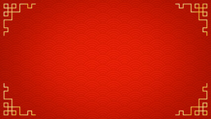 Oriental luxury Chinese style ornament frame on red background, traditional asian decorative border line art illustration, various China Lunar new year design element