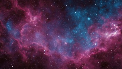Naklejka premium Deep space nebula with vibrant pink and blue cosmic clouds and countless twinkling stars