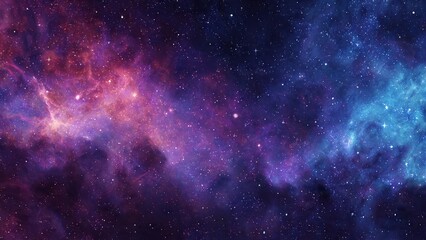Obraz premium Vibrant nebula clouds and stars populate a deep space expanse with purple and blue hues