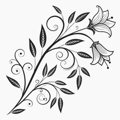 Elegant floral vine design with delicate blooming flowers and swirling leaves perfect for decorative applications