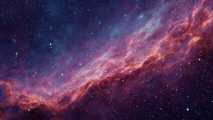 Naklejka premium Vibrant deep space nebula with countless stars glowing in purple pink and blue hues