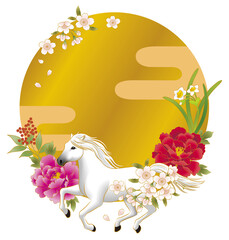 午年　年賀状素材　　白馬