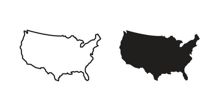 America map icon in doodle and stroke style.