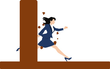 目標に向かって邁進するビジネスウーマンのイラスト