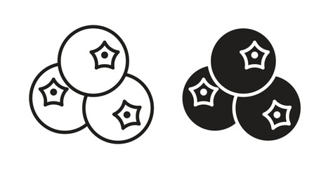 Blueberries icon in doodle and stroke style.