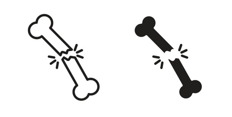 Bone break icon in doodle and stroke style.