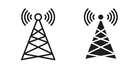 Broadcast tower icon in doodle and stroke style.
