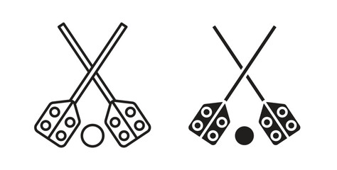 Broom-ball icon in doodle and stroke style.