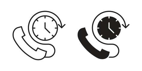 Call duration icon in doodle and stroke style.