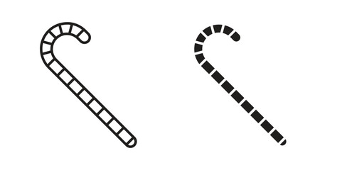 Candy Cane icon in doodle and stroke style.