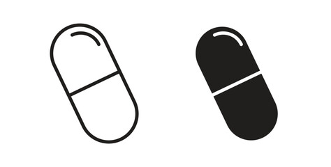 Capsules icon in doodle and stroke style.