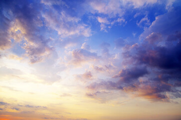   sky with clouds and sun
