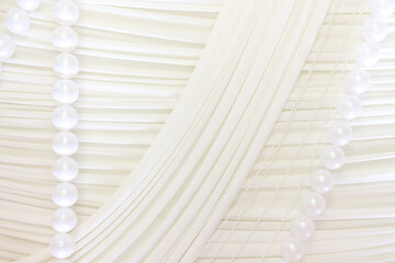  Elegant white fabric with pearls, luxury minimal wedding and fashion background. High quality photo