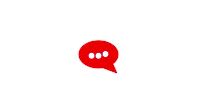 Glowing message chat box icon animation. Communication symbol animated on black background. chat message icon.Massage icon animation video. exudes approachability as a speech bubble hovers nearby,4k