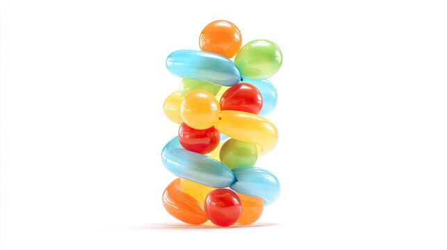 Colorful balloon spiral column in playful design  