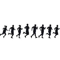 Silhouettes of Group Running Together