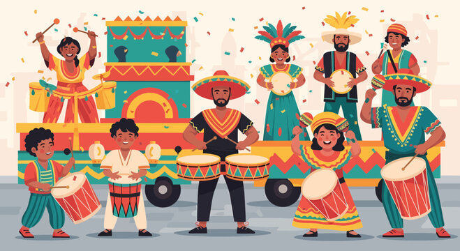 Celebration Of Latin American Cultural Pride And Joy With Music Band