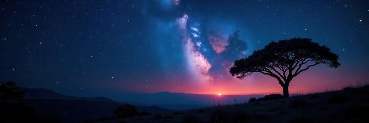 Sparkling stars illuminating African night sky , Milky Way, night photography
