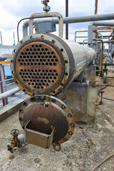 Industrial heat exchanger or boiler tubes bundle. Two way heat exchanger shell and tubes, header,...