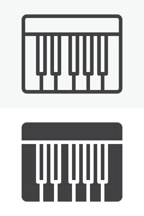 Piano keys vector icon set in line and solid style