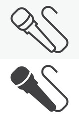 Microphone vector icon set in line and solid style