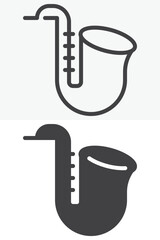 Saxophone vector icon set in line and solid style