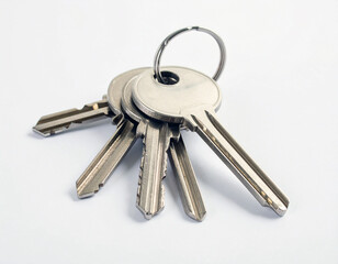 A cluster of five keys on a silver key ring