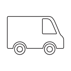 Simple Line Art Drawing of a Delivery Van
