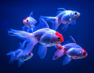 Group of vibrant orange-capped, white-bodied aquatic creatures