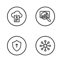 Set of Digital Data & Security Icons - Cloud, Analytics, Protection, and Network
