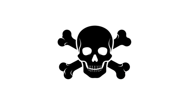 Striking black skull and crossbones symbol conveys danger, warning, and caution with bold graphic impact