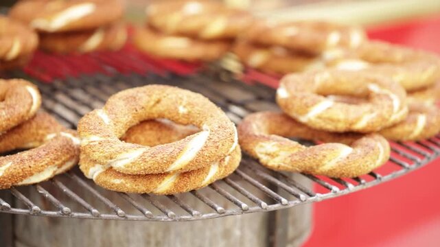 Turkish bakery the simits sold on the streets of Istanbul