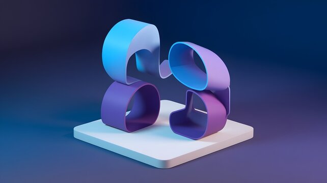 Minimal Blue and Purple Gradient 3D Abstract Composition