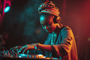 Female DJ Mixing Music