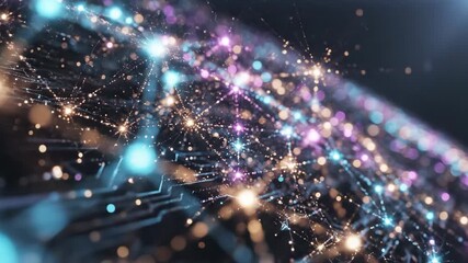 Experience a mesmerizing journey through a dazzling digital landscape where vibrant colors and intricate circuits come together, illustrating the magic of technology and innovation. - Powered by Adobe