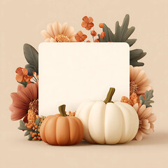 Halloween greeting card layout blank space for text ornamental pumpkins and foliage 