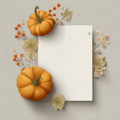 Halloween greeting card layout blank space for text ornamental pumpkins and foliage 