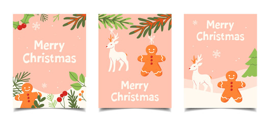 Cute Christmas cards and posters with a funny gingerbread man. Cute Christmas cards and posters with a funny gingerbread man. Vector illustration