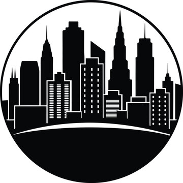 City Skyline in Circle Icon