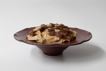 Traditional Italian Pasta , Fettuccine Alfredo , Creamy Bacon Fettuccine