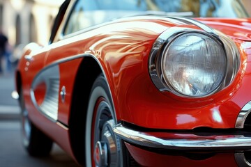 Classic Red Sports Car with Vintage Design and Glossy Finish