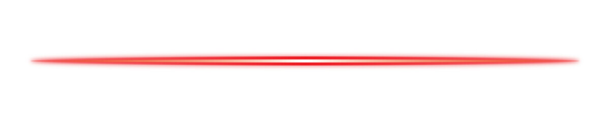 Red neon line glowing light isolated on a transparent background.