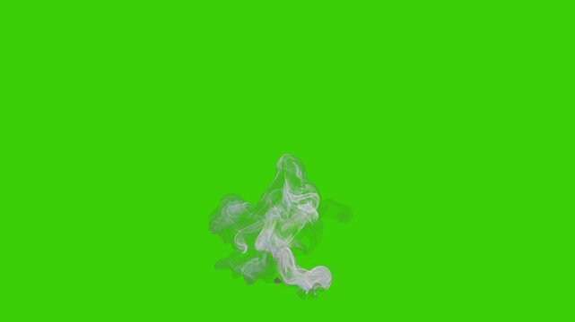 Smoke on a green background. Chromakey smoke. Realistic smoke green screen.