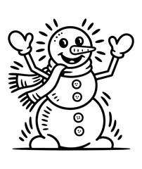 Snowman Wearing Santa Hat Doodle, a hand drawn vector doodle illustration of a snowman on Christmas day.

