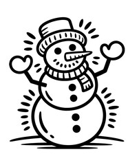 Snowman Wearing Santa Hat Doodle, a hand drawn vector doodle illustration of a snowman on Christmas day.
